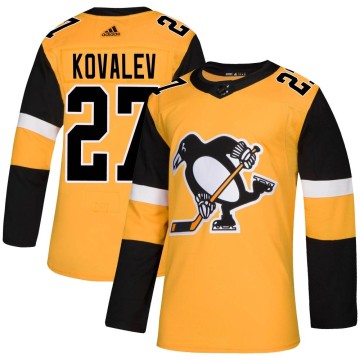 Authentic Adidas Men's Alex Kovalev Pittsburgh Penguins Alternate Jersey - Gold