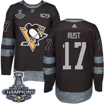 Authentic Adidas Men's Bryan Rust Pittsburgh Penguins 1917-2017 100th Anniversary 2017 Stanley Cup Champions Jersey - Black