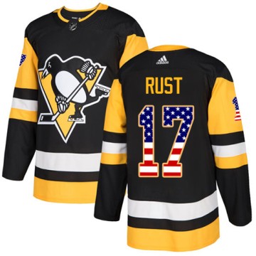 Authentic Adidas Men's Bryan Rust Pittsburgh Penguins USA Flag Fashion Jersey - Black