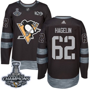 Authentic Adidas Men's Carl Hagelin Pittsburgh Penguins 1917-2017 100th Anniversary 2017 Stanley Cup Champions Jersey - Black
