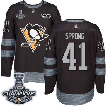 Authentic Adidas Men's Daniel Sprong Pittsburgh Penguins 1917-2017 100th Anniversary 2017 Stanley Cup Champions Jersey - Black
