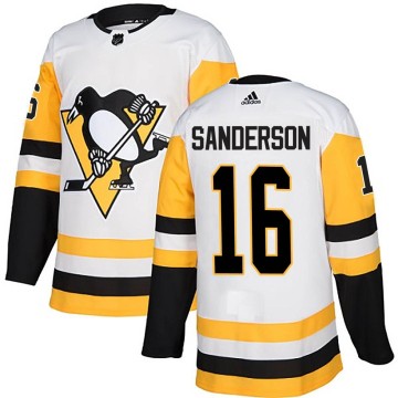 Authentic Adidas Men's Derek Sanderson Pittsburgh Penguins Away Jersey - White