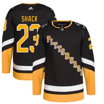 Authentic Adidas Men's Eddie Shack Pittsburgh Penguins 2021/22 Alternate Primegreen Pro Player Jersey - Black