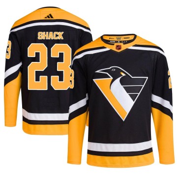 Authentic Adidas Men's Eddie Shack Pittsburgh Penguins Reverse Retro 2.0 Jersey - Black