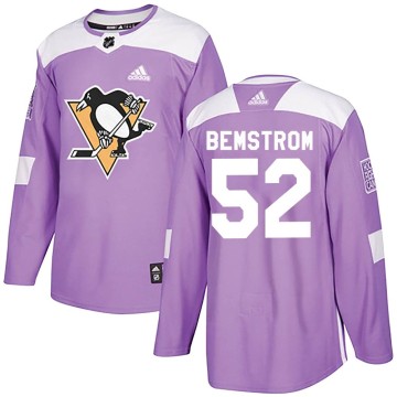 Authentic Adidas Men's Emil Bemstrom Pittsburgh Penguins Fights Cancer Practice Jersey - Purple