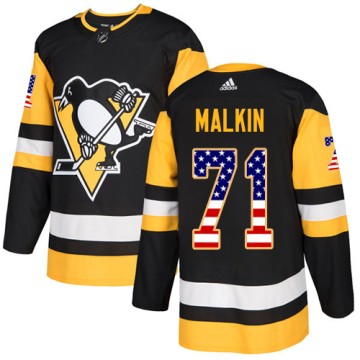 Authentic Adidas Men's Evgeni Malkin Pittsburgh Penguins USA Flag Fashion Jersey - Black