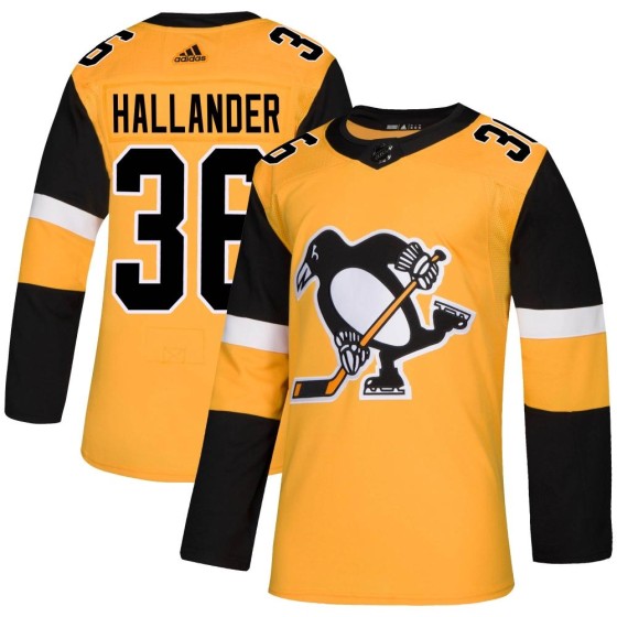Authentic Adidas Men's Filip Hallander Pittsburgh Penguins Alternate Jersey - Gold