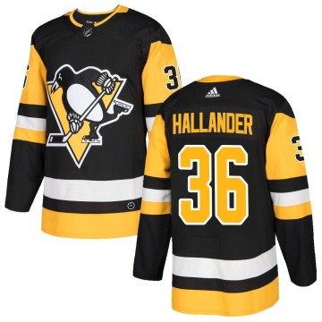 Authentic Adidas Men's Filip Hallander Pittsburgh Penguins Home Jersey - Black