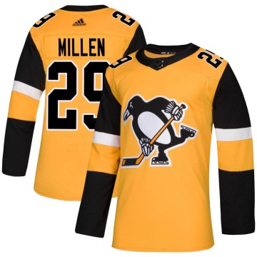 Authentic Adidas Men's Greg Millen Pittsburgh Penguins Alternate Jersey - Gold