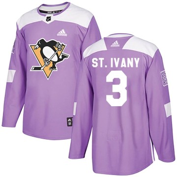 Authentic Adidas Men's Jack St. Ivany Pittsburgh Penguins Fights Cancer Practice Jersey - Purple