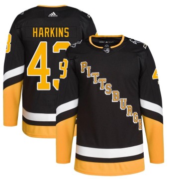 Authentic Adidas Men's Jansen Harkins Pittsburgh Penguins 2021/22 Alternate Primegreen Pro Player Jersey - Black