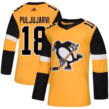 Authentic Adidas Men's Jesse Puljujarvi Pittsburgh Penguins Alternate Jersey - Gold