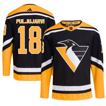 Authentic Adidas Men's Jesse Puljujarvi Pittsburgh Penguins Reverse Retro 2.0 Jersey - Black