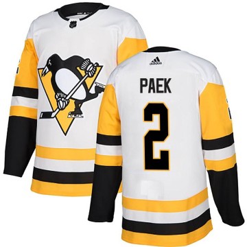 Authentic Adidas Men's Jim Paek Pittsburgh Penguins Away Jersey - White