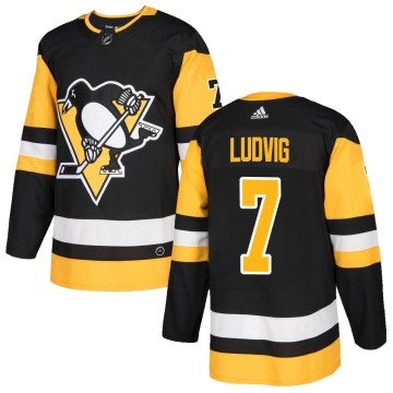 Authentic Adidas Men's John Ludvig Pittsburgh Penguins Home Jersey - Black