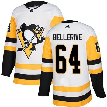 Authentic Adidas Men's Jordy Bellerive Pittsburgh Penguins Away Jersey - White