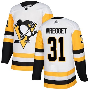 Authentic Adidas Men's Ken Wregget Pittsburgh Penguins Away Jersey - White