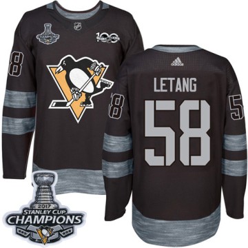 Authentic Adidas Men's Kris Letang Pittsburgh Penguins 1917-2017 100th Anniversary 2017 Stanley Cup Final Jersey - Black
