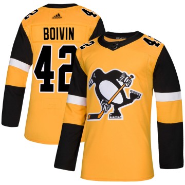Authentic Adidas Men's Leo Boivin Pittsburgh Penguins Alternate Jersey - Gold