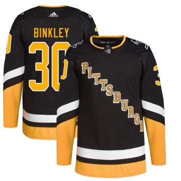 Authentic Adidas Men's Les Binkley Pittsburgh Penguins 2021/22 Alternate Primegreen Pro Player Jersey - Black