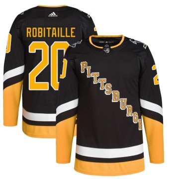 Authentic Adidas Men's Luc Robitaille Pittsburgh Penguins 2021/22 Alternate Primegreen Pro Player Jersey - Black