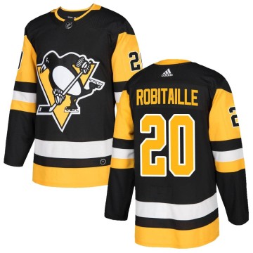 Authentic Adidas Men's Luc Robitaille Pittsburgh Penguins Home Jersey - Black