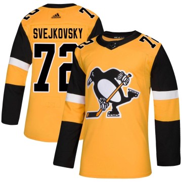 Authentic Adidas Men's Lukas Svejkovsky Pittsburgh Penguins Alternate Jersey - Gold