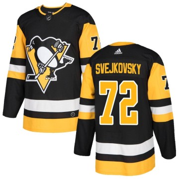 Authentic Adidas Men's Lukas Svejkovsky Pittsburgh Penguins Home Jersey - Black