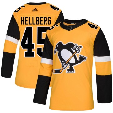 Authentic Adidas Men's Magnus Hellberg Pittsburgh Penguins Alternate Jersey - Gold