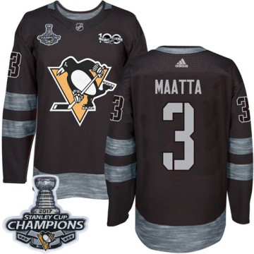 Authentic Adidas Men's Olli Maatta Pittsburgh Penguins 1917-2017 100th Anniversary 2017 Stanley Cup Champions Jersey - Black