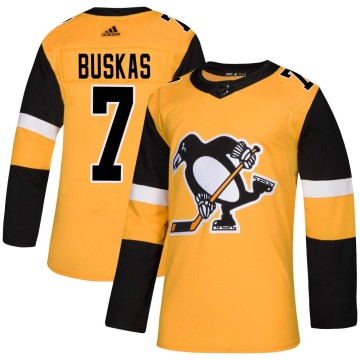 Authentic Adidas Men's Rod Buskas Pittsburgh Penguins Alternate Jersey - Gold