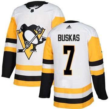 Authentic Adidas Men's Rod Buskas Pittsburgh Penguins Away Jersey - White