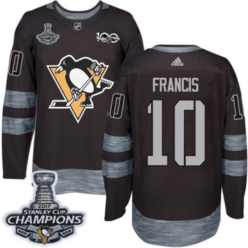 Authentic Adidas Men's Ron Francis Pittsburgh Penguins 1917-2017 100th Anniversary 2017 Stanley Cup Champions Jersey - Black