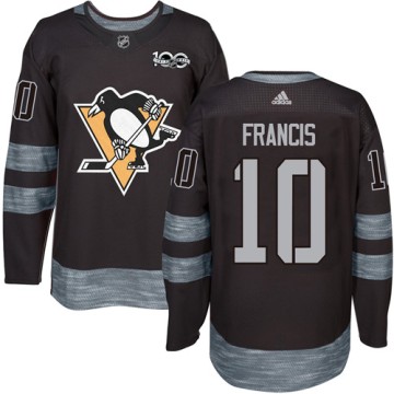 Authentic Adidas Men's Ron Francis Pittsburgh Penguins 1917-2017 100th Anniversary Jersey - Black