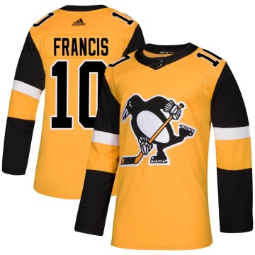 Authentic Adidas Men's Ron Francis Pittsburgh Penguins Alternate Jersey - Gold