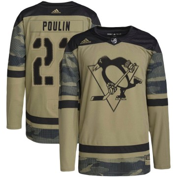 Authentic Adidas Men's Sam Poulin Pittsburgh Penguins Military Appreciation Practice Jersey - Camo