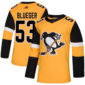 Authentic Adidas Men's Teddy Blueger Pittsburgh Penguins Gold Alternate Jersey - Blue
