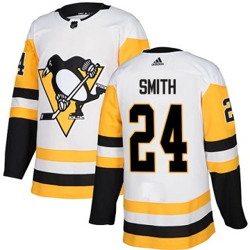 Authentic Adidas Men's Ty Smith Pittsburgh Penguins Away Jersey - White