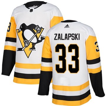 Authentic Adidas Men's Zarley Zalapski Pittsburgh Penguins Away Jersey - White