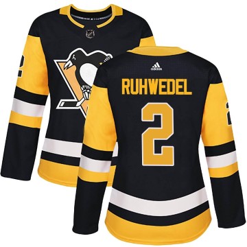 Authentic Adidas Women's Chad Ruhwedel Pittsburgh Penguins Home Jersey - Black