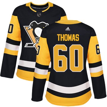 Authentic Adidas Women's Christian Thomas Pittsburgh Penguins Home Jersey - Black