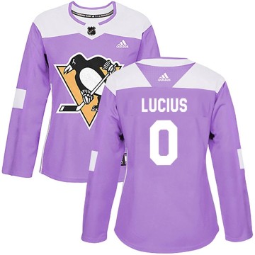 Authentic Adidas Women's Cruz Lucius Pittsburgh Penguins Fights Cancer Practice Jersey - Purple