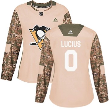 Authentic Adidas Women's Cruz Lucius Pittsburgh Penguins Veterans Day Practice Jersey - Camo