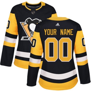 Authentic Adidas Women's Custom Pittsburgh Penguins Home Jersey - Black