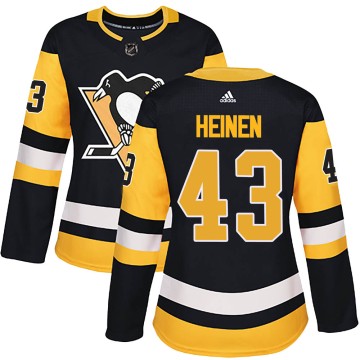 Authentic Adidas Women's Danton Heinen Pittsburgh Penguins Home Jersey - Black