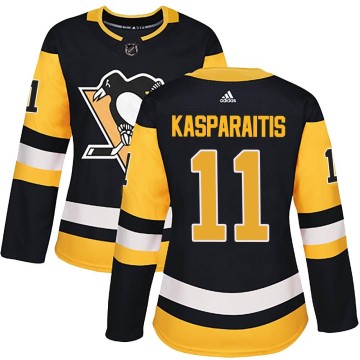 Authentic Adidas Women's Darius Kasparaitis Pittsburgh Penguins Home Jersey - Black