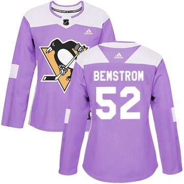 Authentic Adidas Women's Emil Bemstrom Pittsburgh Penguins Fights Cancer Practice Jersey - Purple