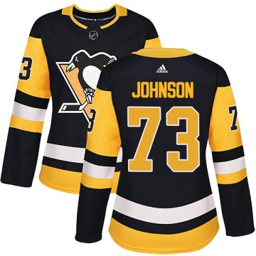 Authentic Adidas Women's Jack Johnson Pittsburgh Penguins Home Jersey - Black