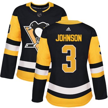 Authentic Adidas Women's Jack Johnson Pittsburgh Penguins Home Jersey - Black