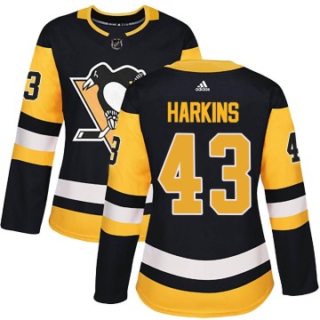 Authentic Adidas Women's Jansen Harkins Pittsburgh Penguins Home Jersey - Black